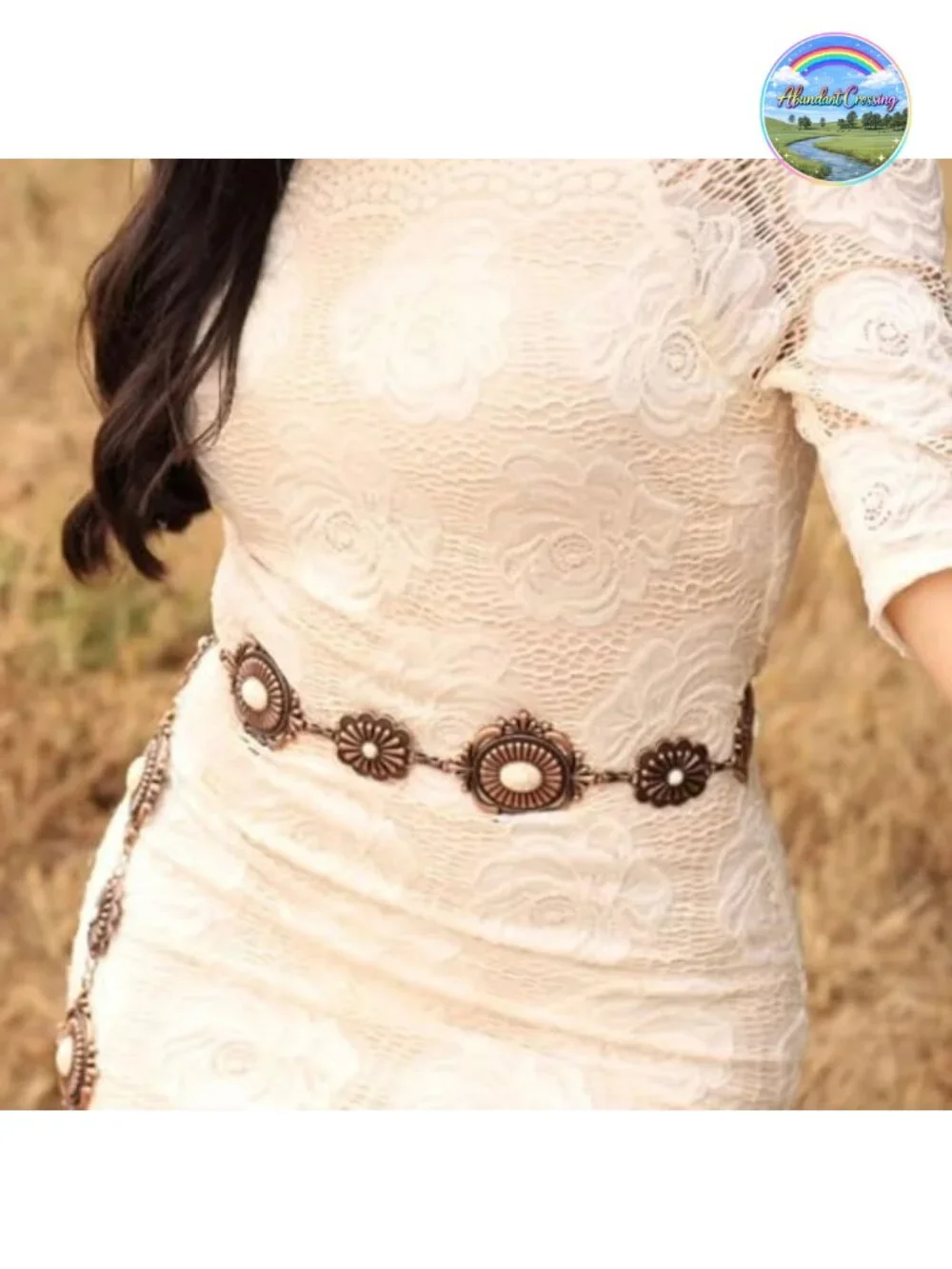 Western Concho Chain Belt Adjustable Lobster Claw Clasp Alloy Turquoise